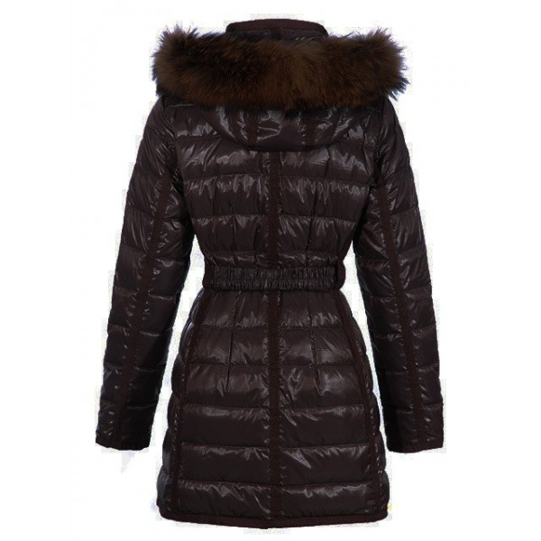 Moncler Fashion marrone staccabile di pelliccia Cap volant e cintura caldo Cappotti uscita